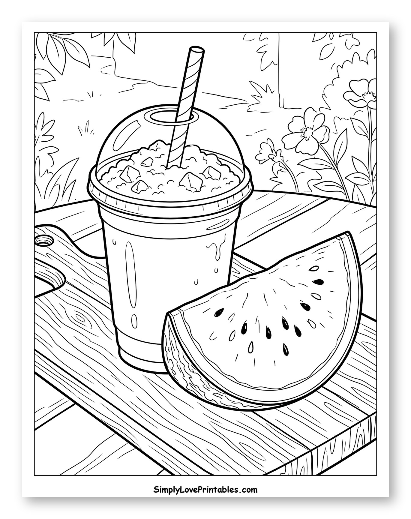 Refreshing Slushie and Watermelon in a Garden