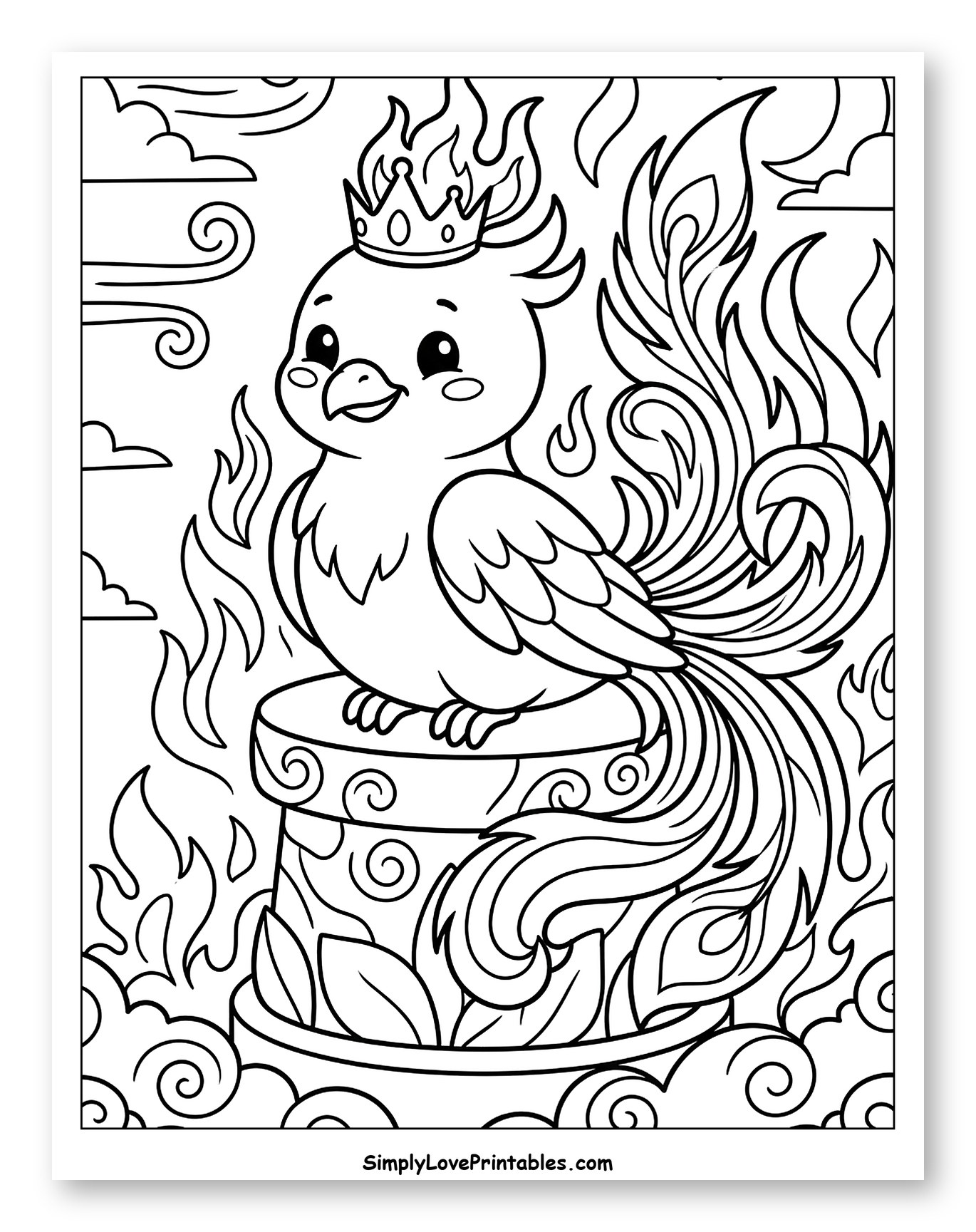 Regal Phoenix Chick on Fiery Pedestal