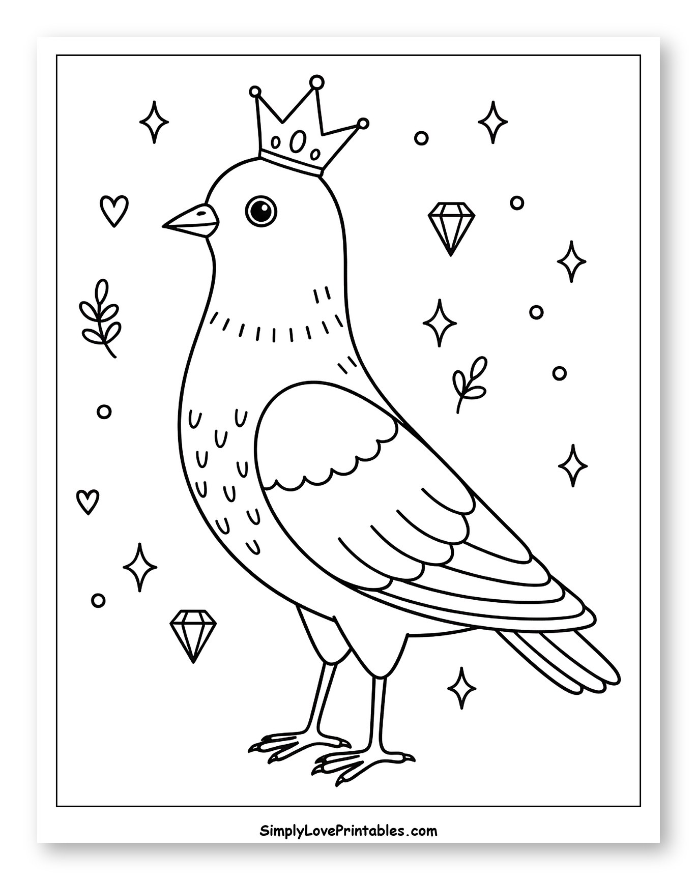 Regal Pigeon with Crown and Sparkles