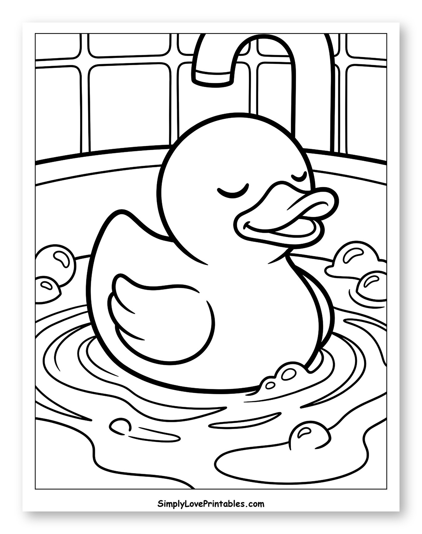 Relaxing Rubber Duck in a Bubble Bath to Color for Toddlers
