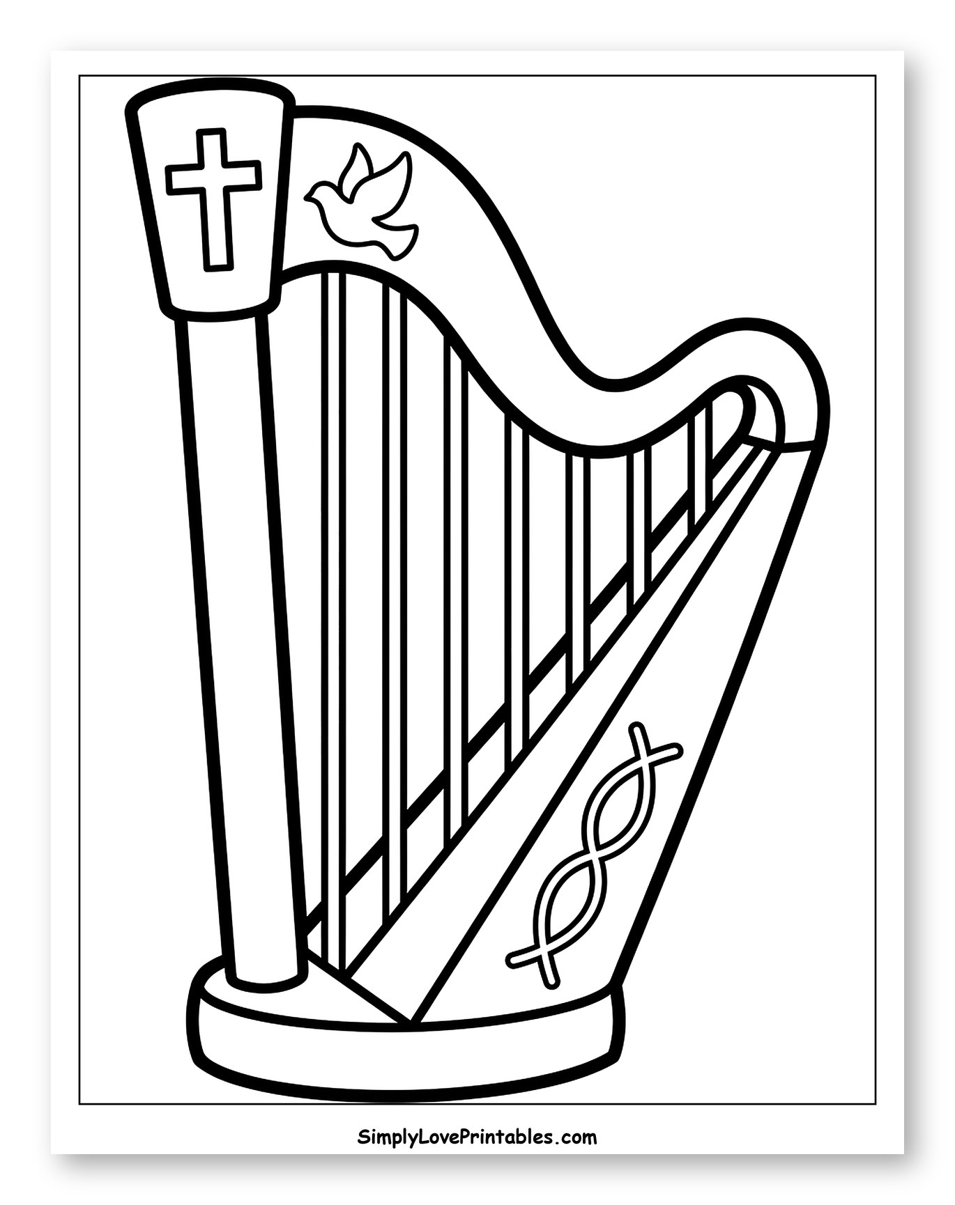 Religious Harp with Christian Symbols