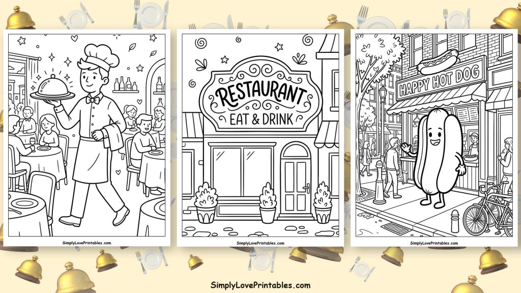restaurant coloring pages featured image