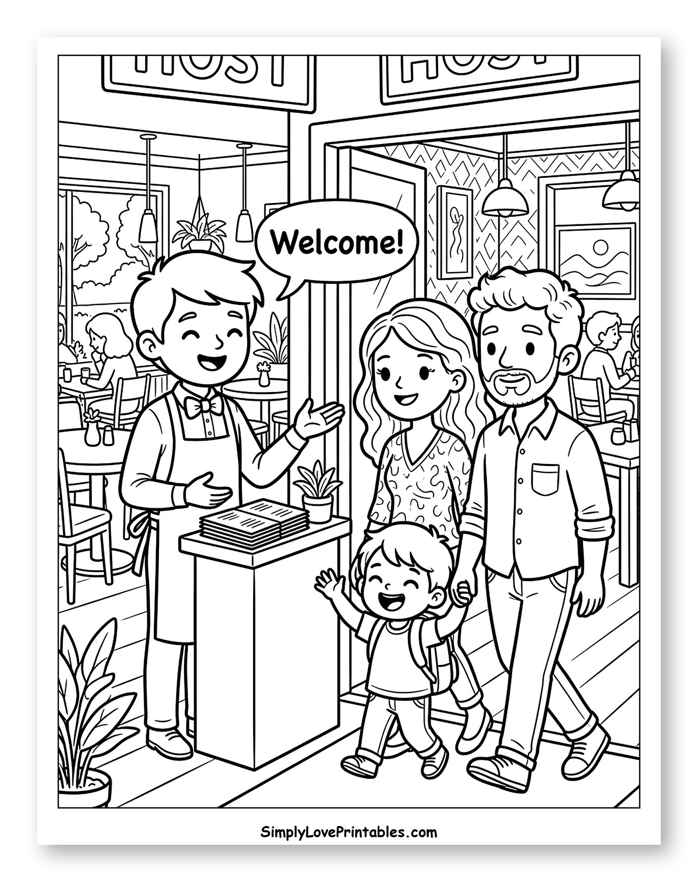 Restaurant Host Welcomes a Family
