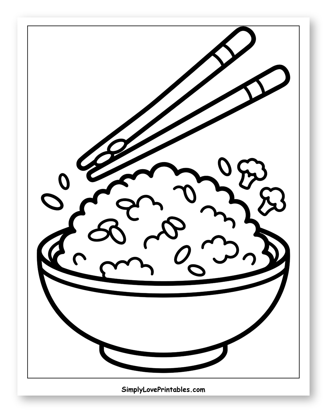 Rice Bowl with Chopsticks and Broccoli