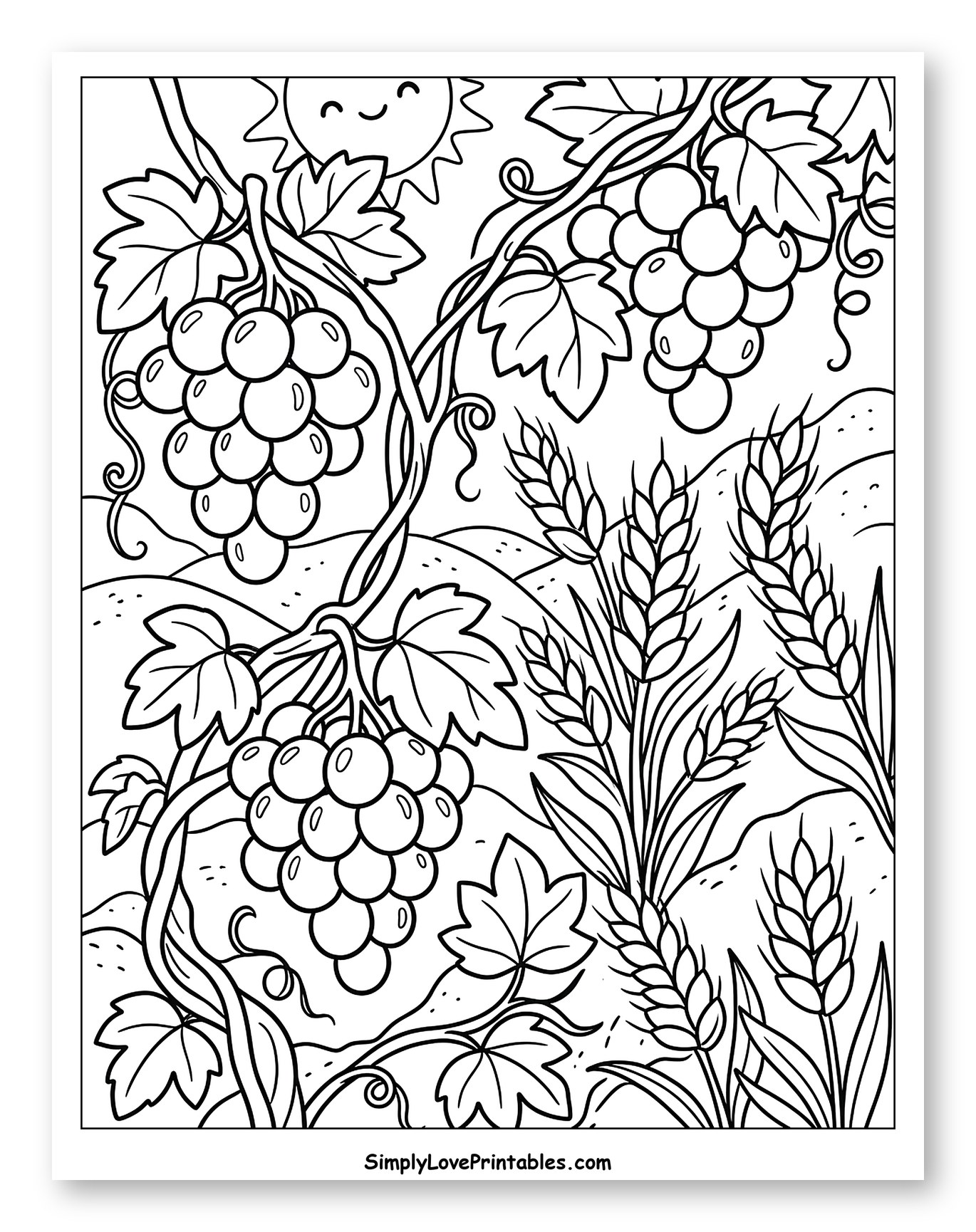 Ripe Grapes and Golden Wheat Harvest