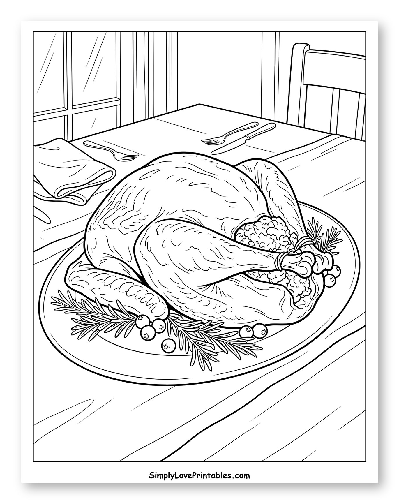 Roasted Thanksgiving Turkey on the Dinner Table