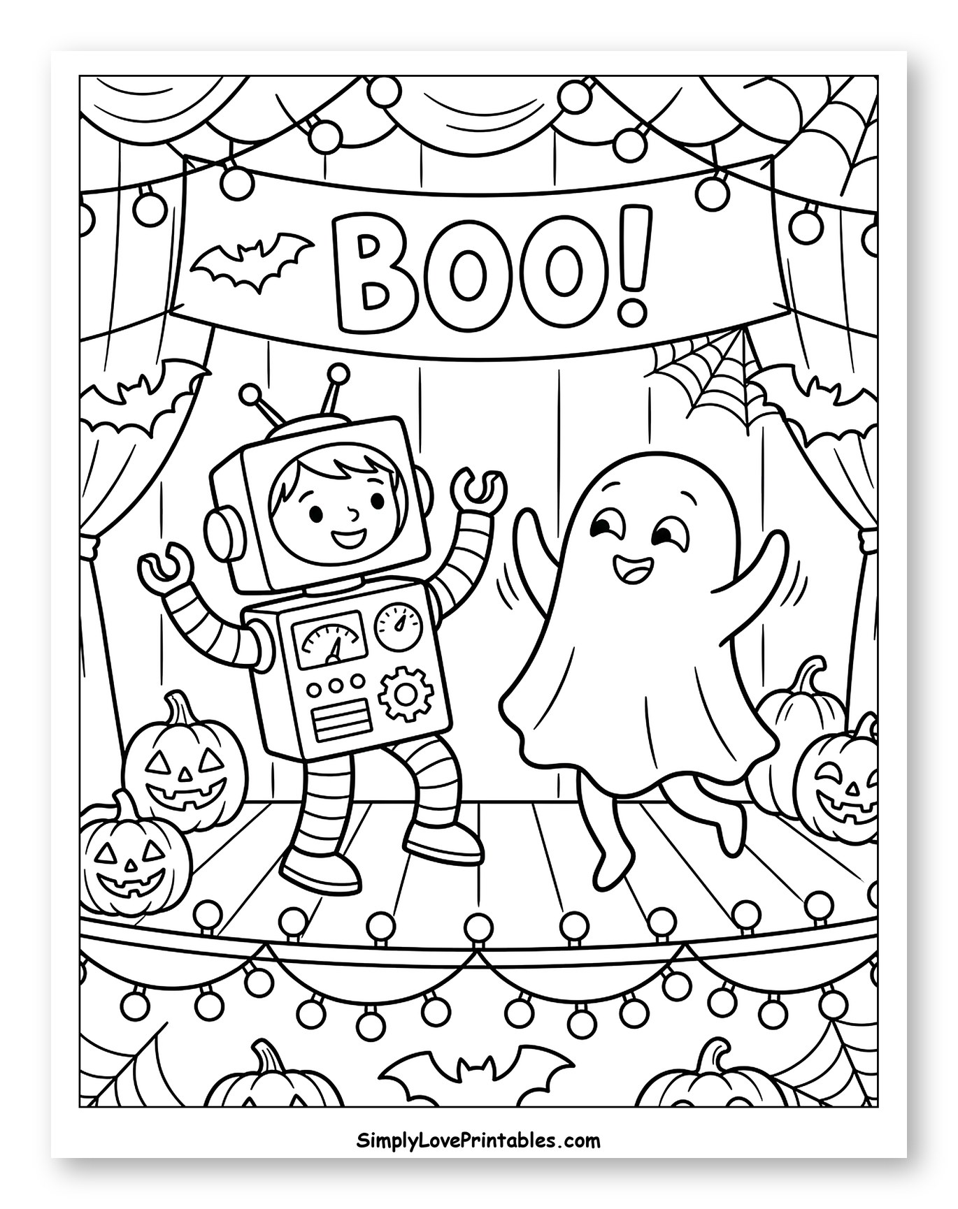 Robot Kid and Ghost Halloween Dance Party