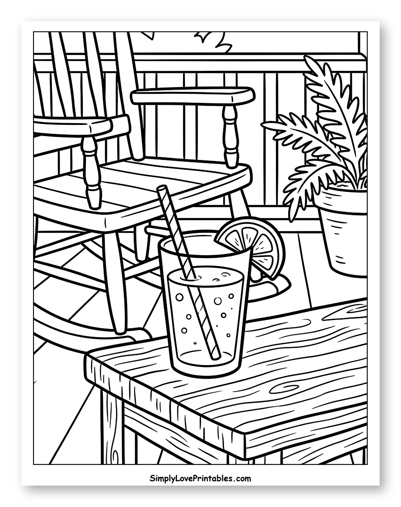 Rocking Chair and Lemonade on Porch