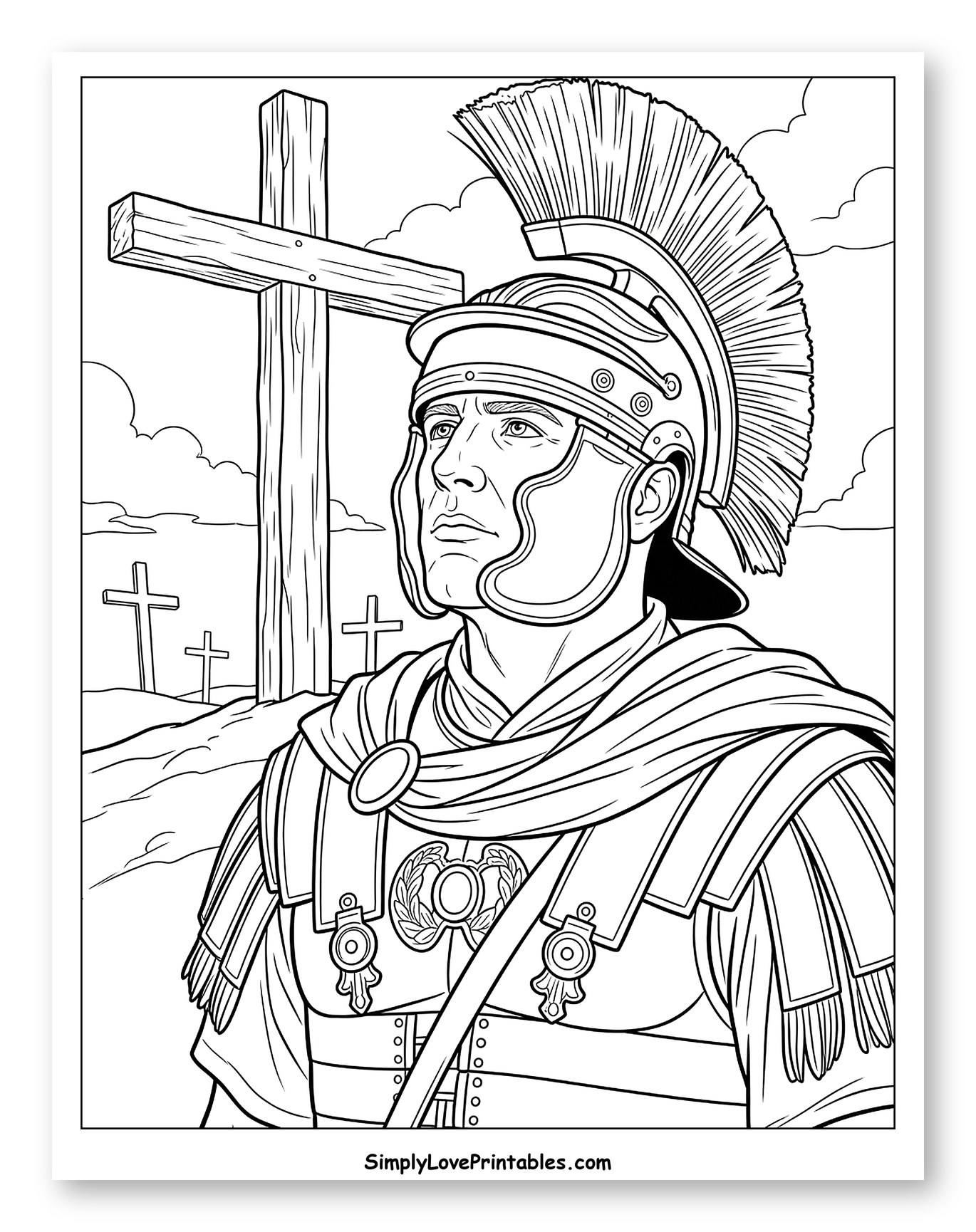 Roman Centurion at Calvary with Crosses
