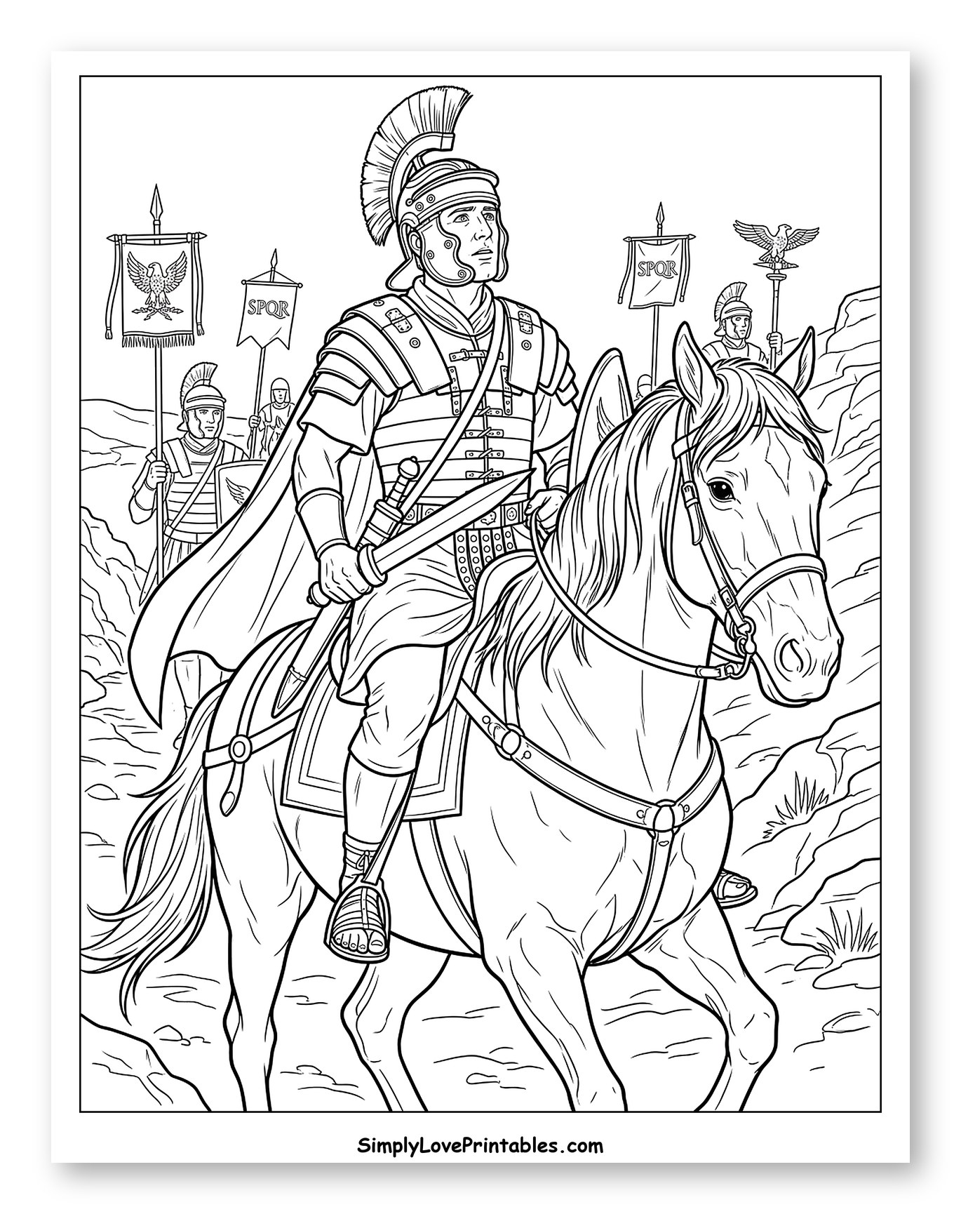 Roman Centurion on Horseback with Soldiers