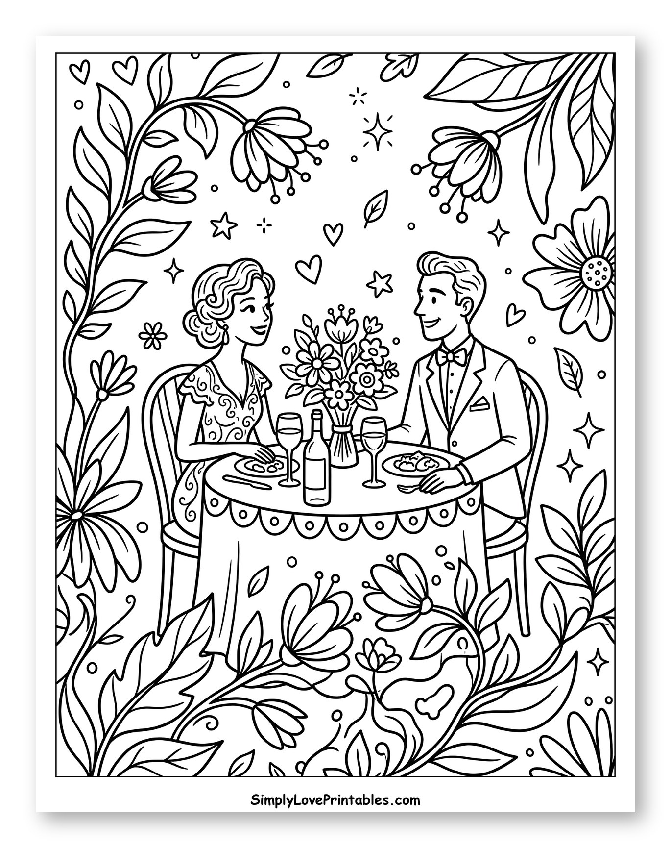 Romantic Evening Dinner Surrounded by Flowers