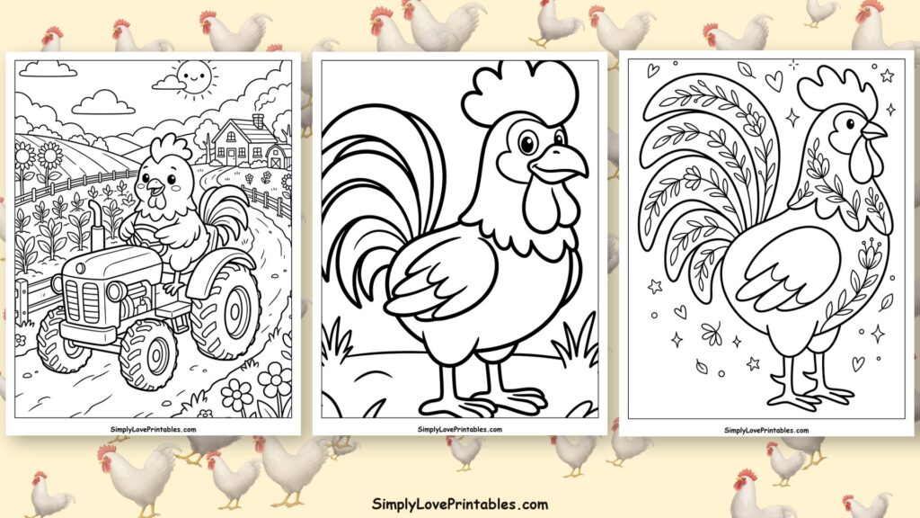 Rooster coloring pages featured image