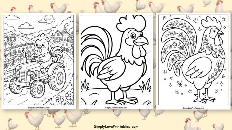 Rooster coloring pages featured image