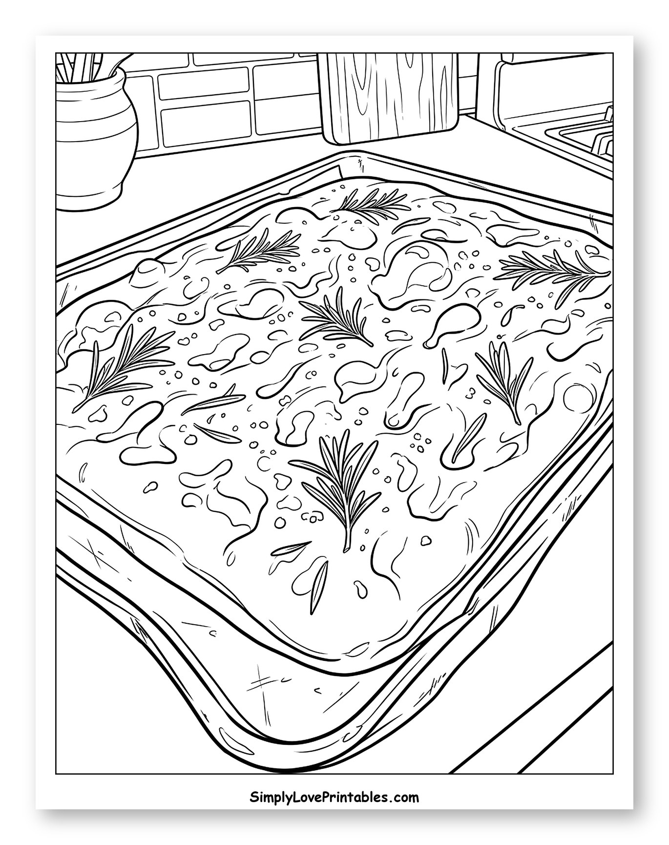 Rosemary Focaccia in a Baking Pan to Color