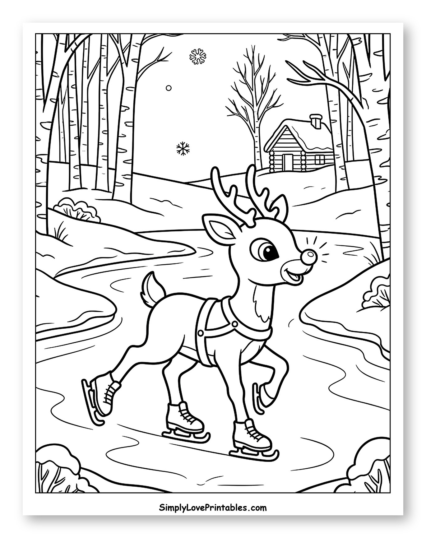 Rudolph Ice Skating through a Winter Forest