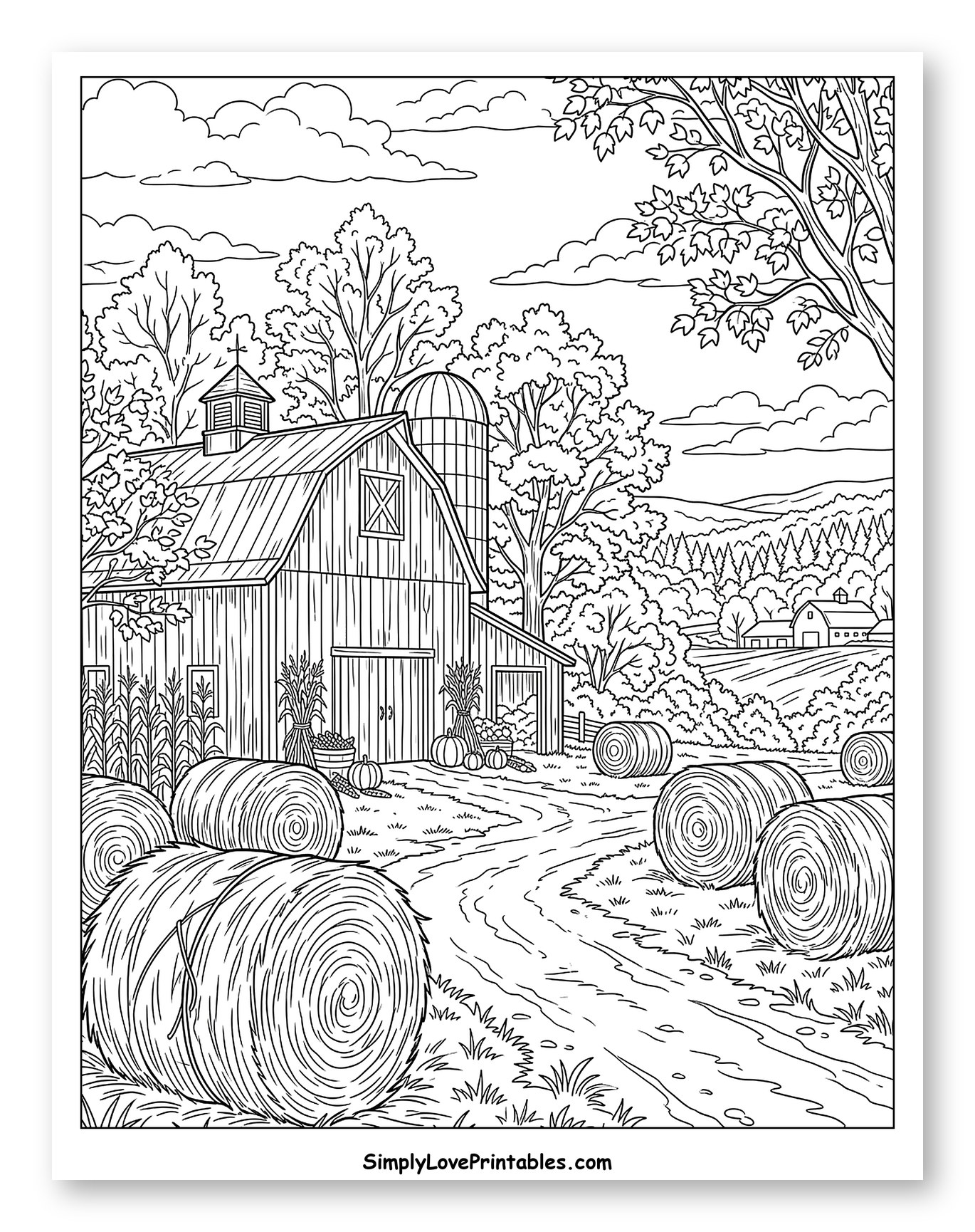 Rustic Barn and Autumn Harvest Fields