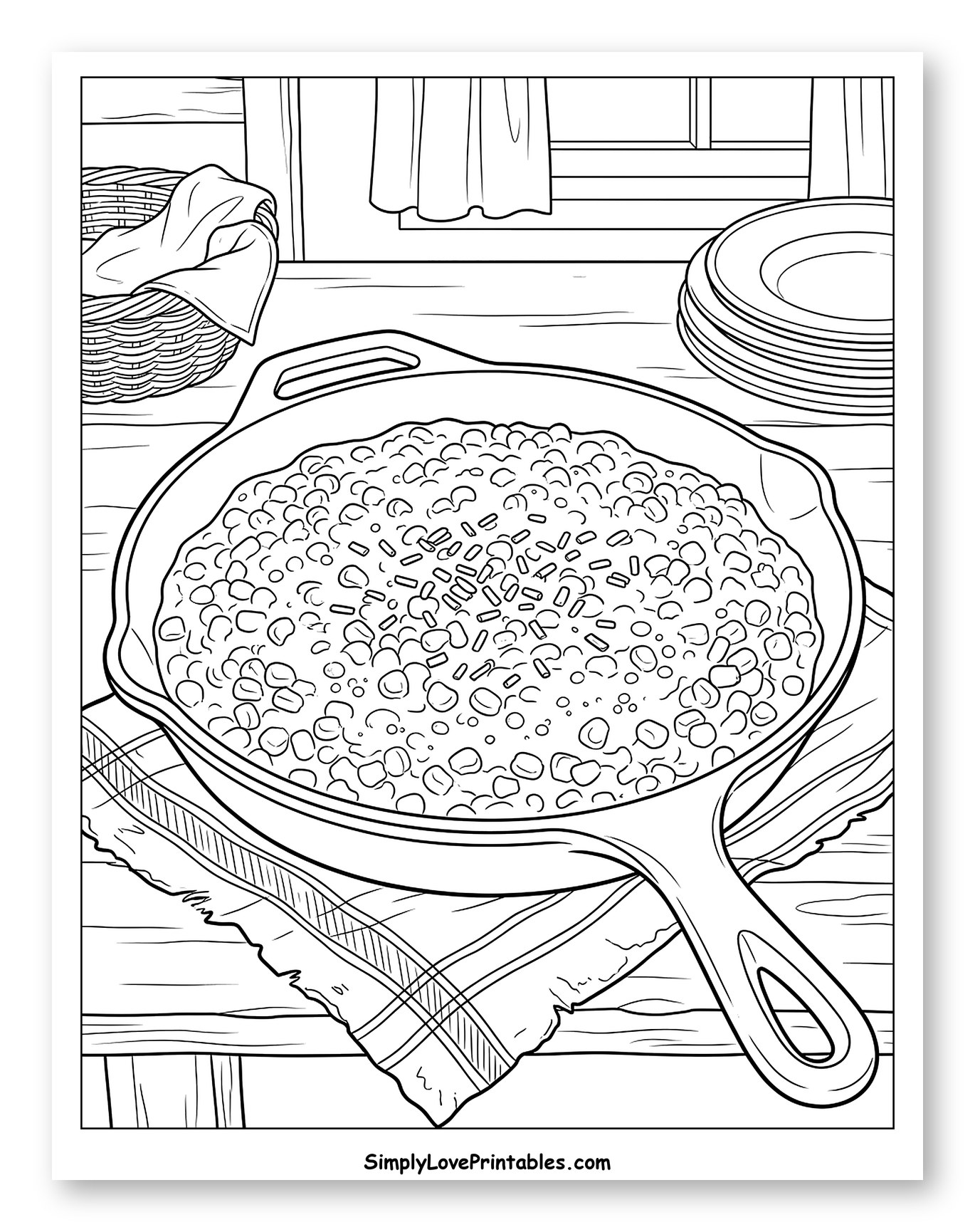 Rustic Cast Iron Skillet of Corn Succotash to Color