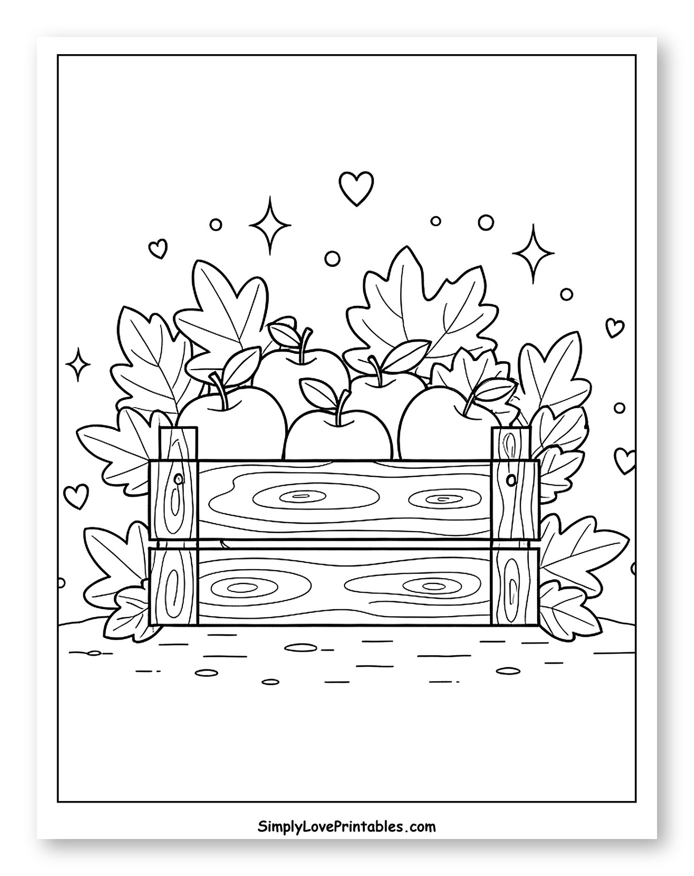 Rustic Crate of Apples and Autumn Leaves