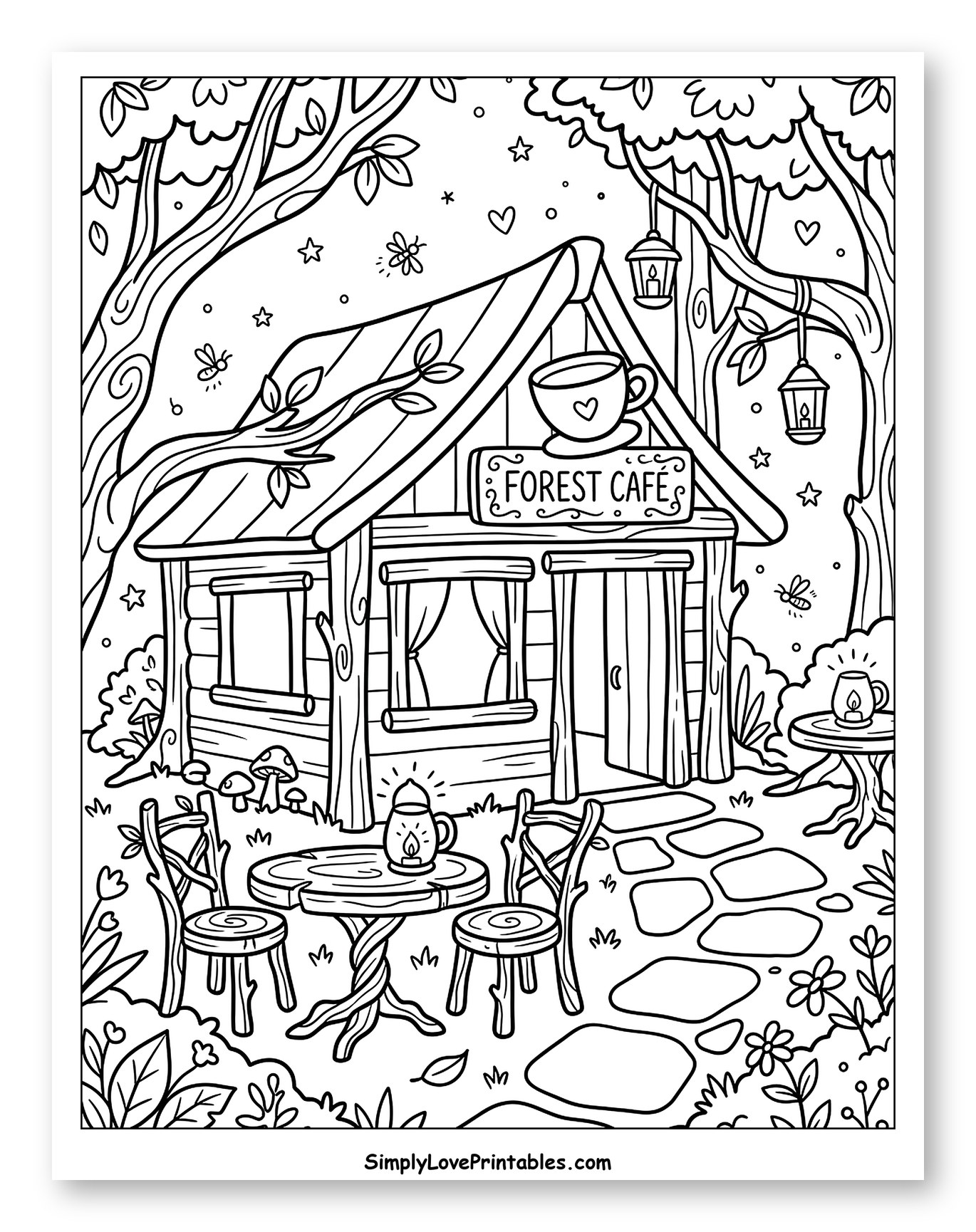 Rustic Forest Cafe with Outdoor Seating
