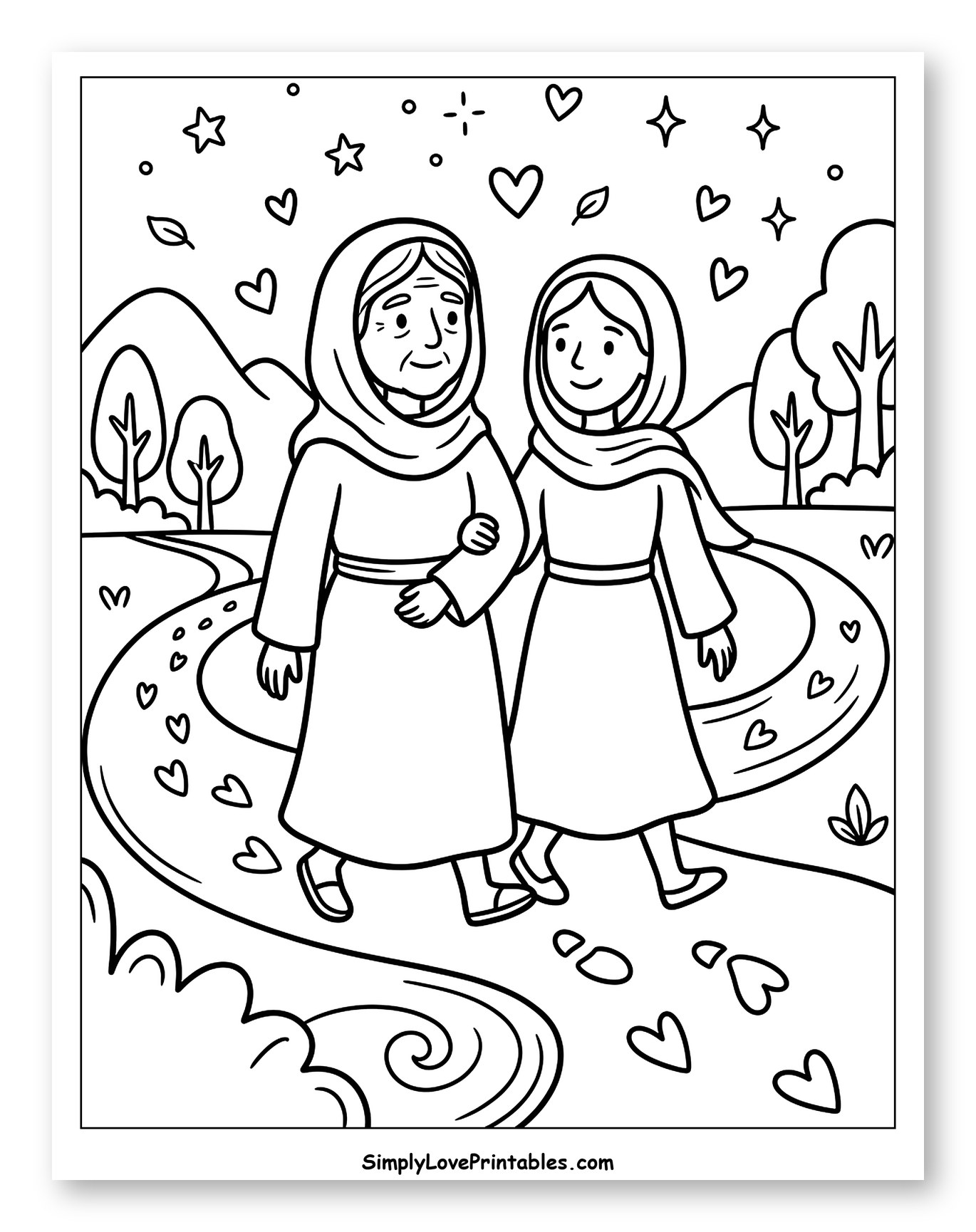 Ruth and Naomi Walking Together
