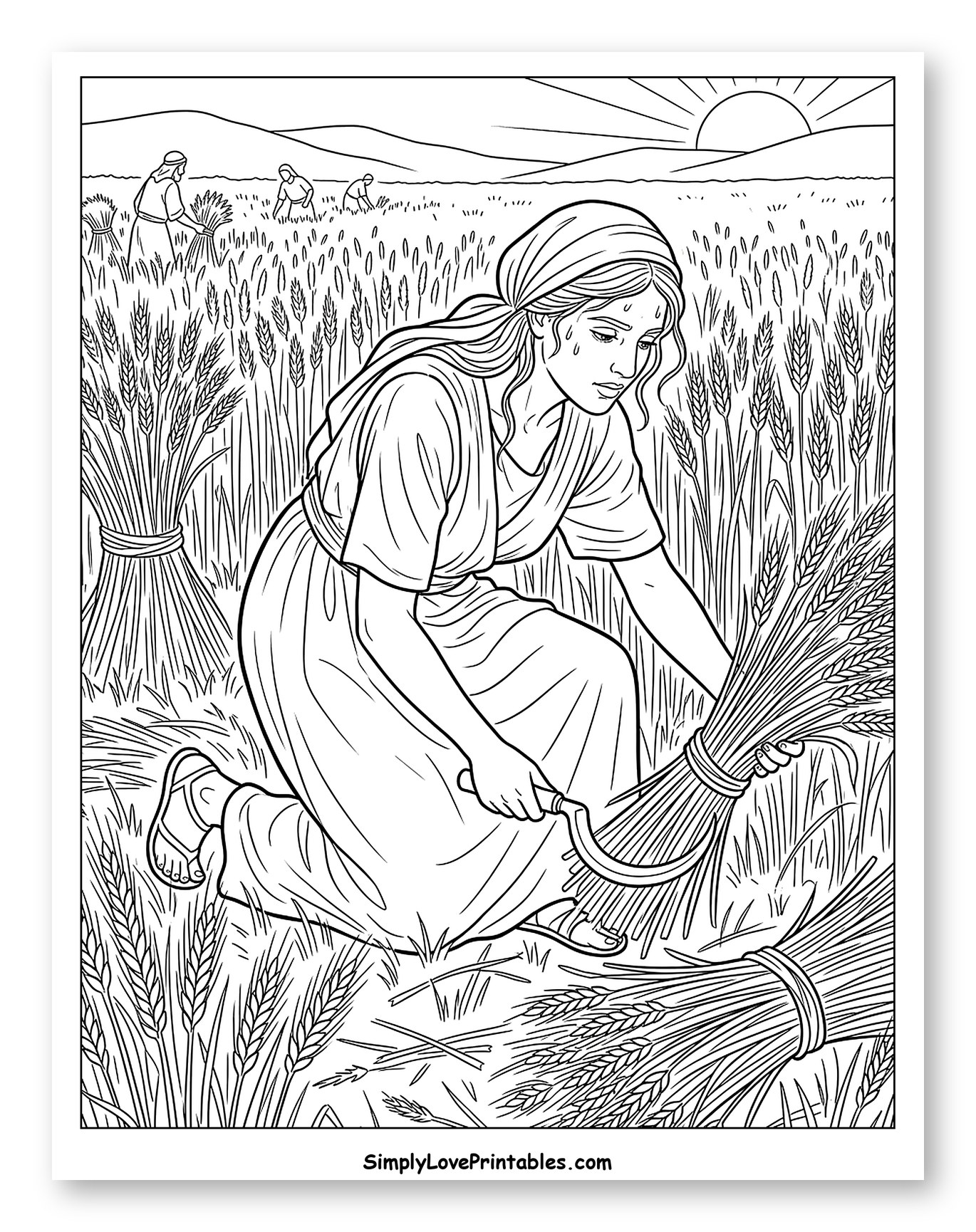 Ruth Harvesting Wheat in a Field