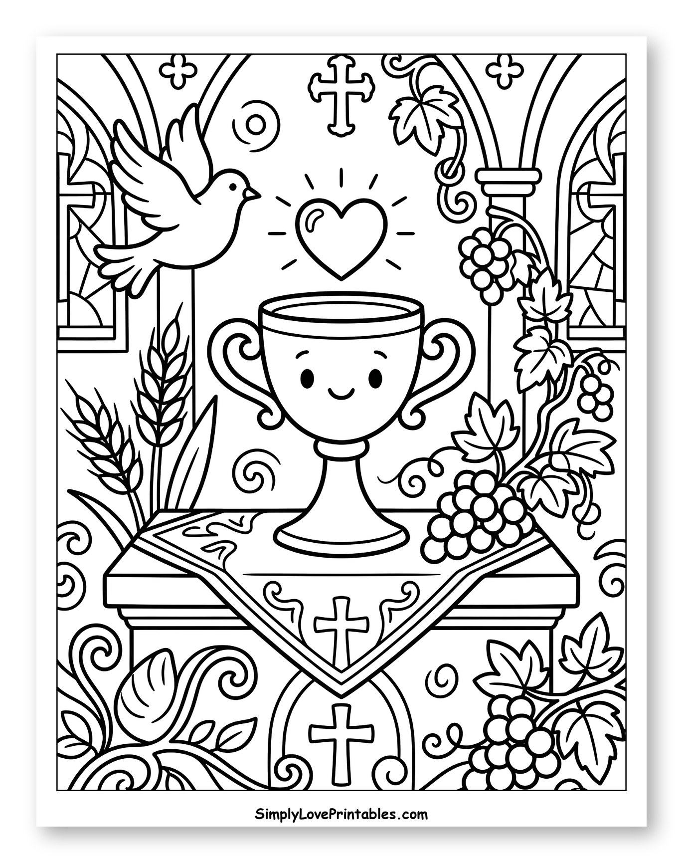 Sacred Chalice with Dove and Vines