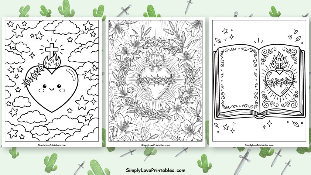 Sacred Heart coloring pages featured image