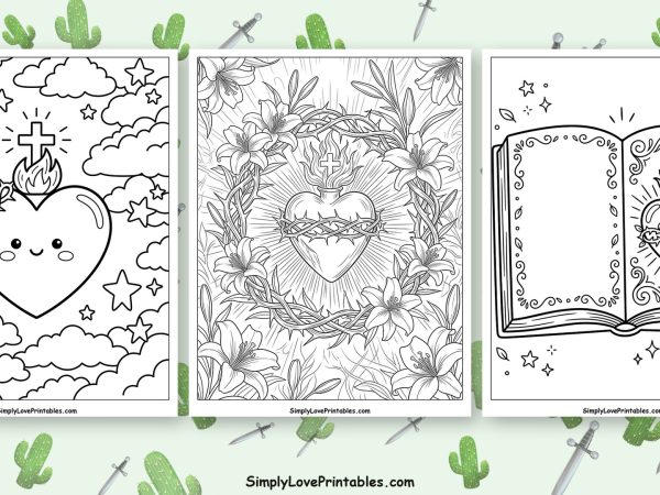 Sacred Heart coloring pages featured image