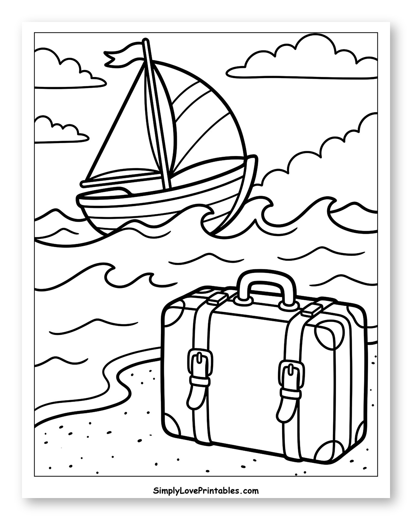 Sailboat and Suitcase on the Beach