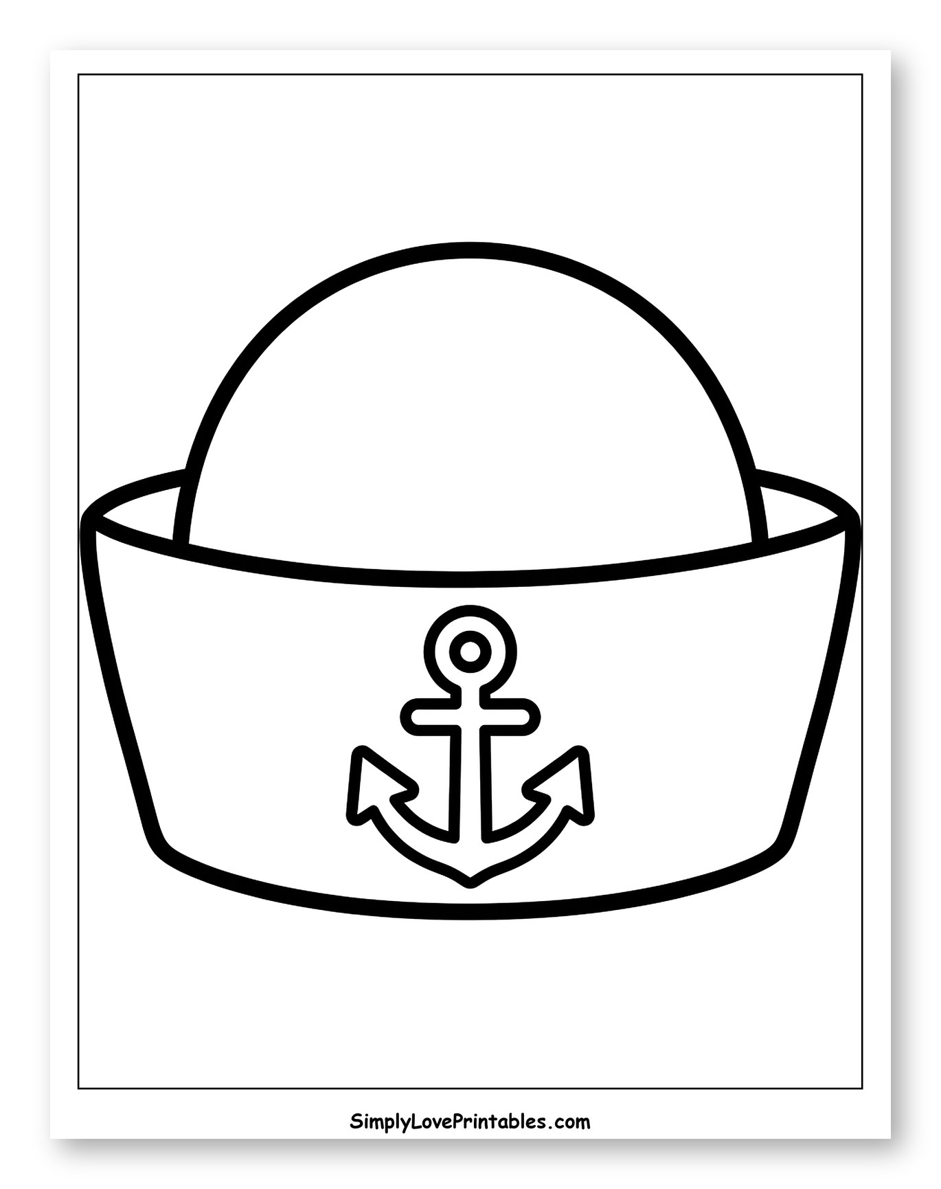 Sailor Hat with Anchor Emblem Coloring Page for Toddlers