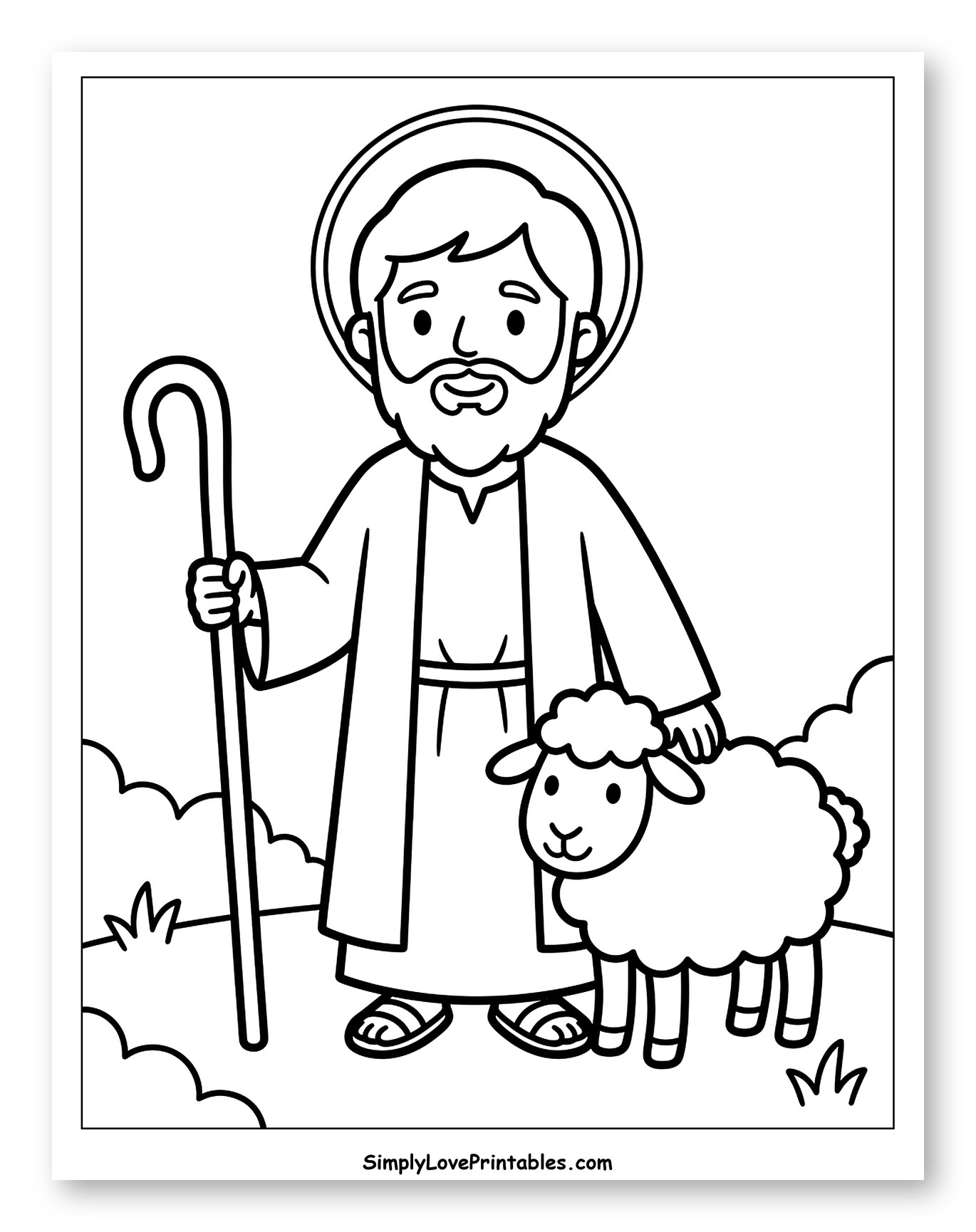 Saint Joseph Holding Shepherd's Crook and Sheep