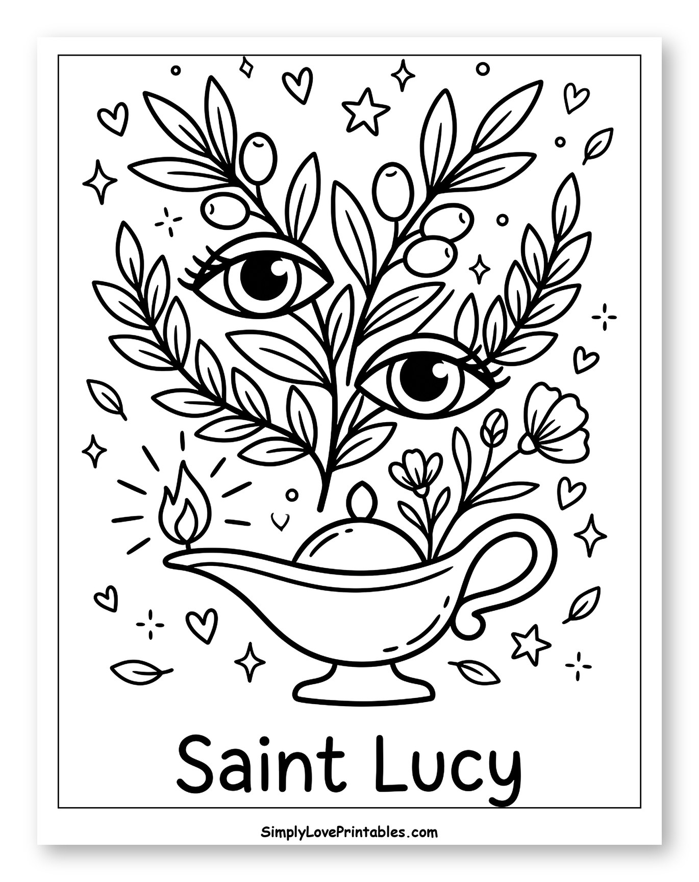 Saint Lucy's Eyes, Lamp, and Olive Branches
