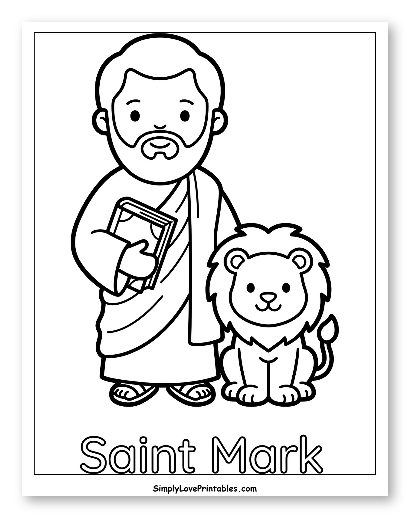 Saint Mark Holding Book Beside Lion