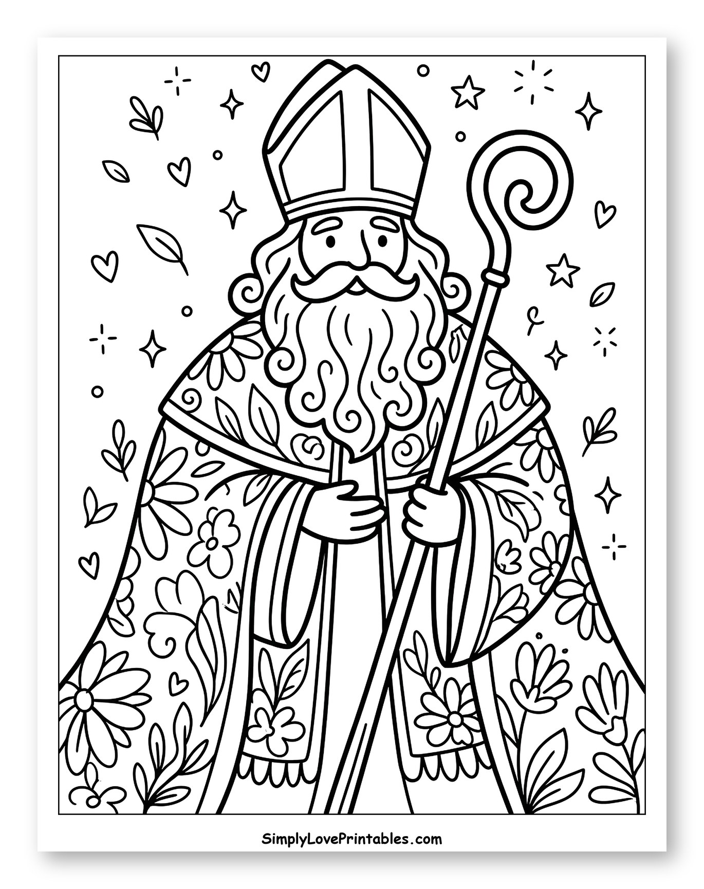Saint Nicholas with Floral Robe and Staff