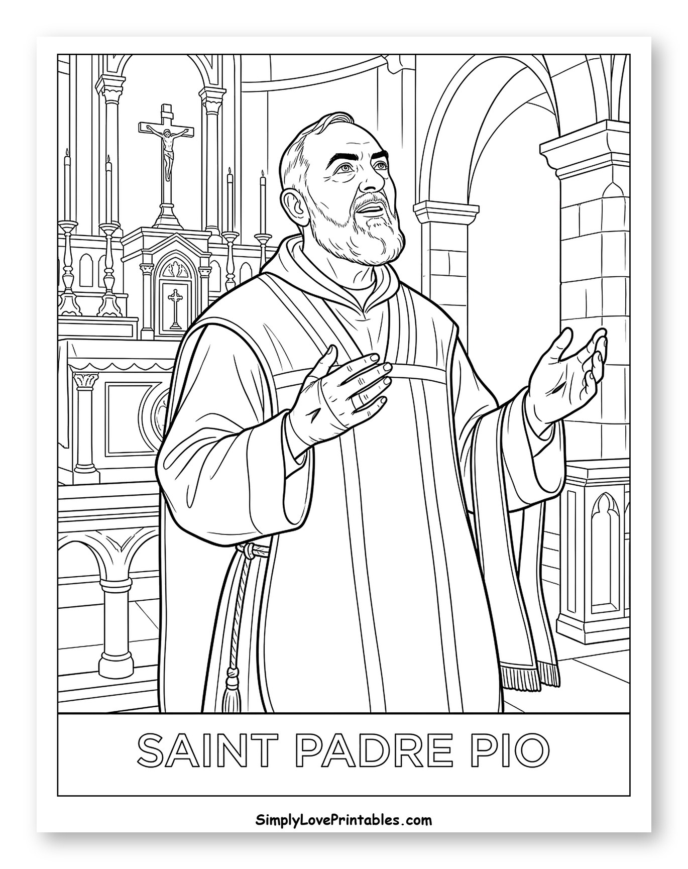 Saint Padre Pio in Church Praying