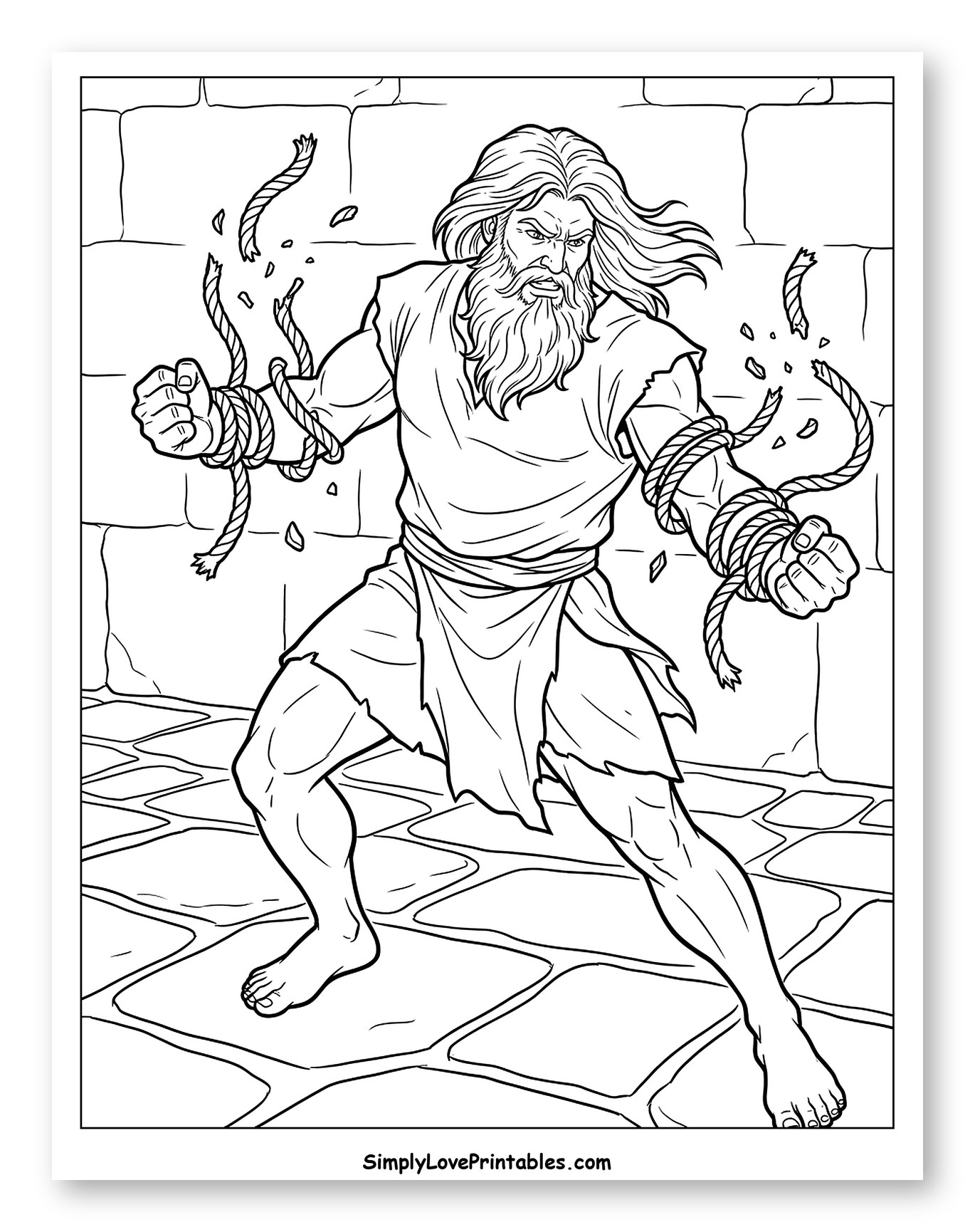 Samson Breaking Free from Ropes Coloring Page