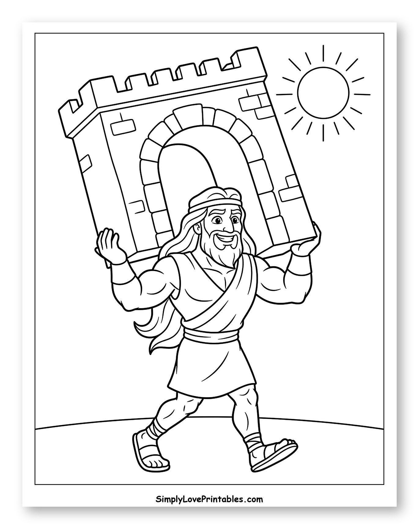 Samson Carrying a Big Gate Coloring Page for Kids