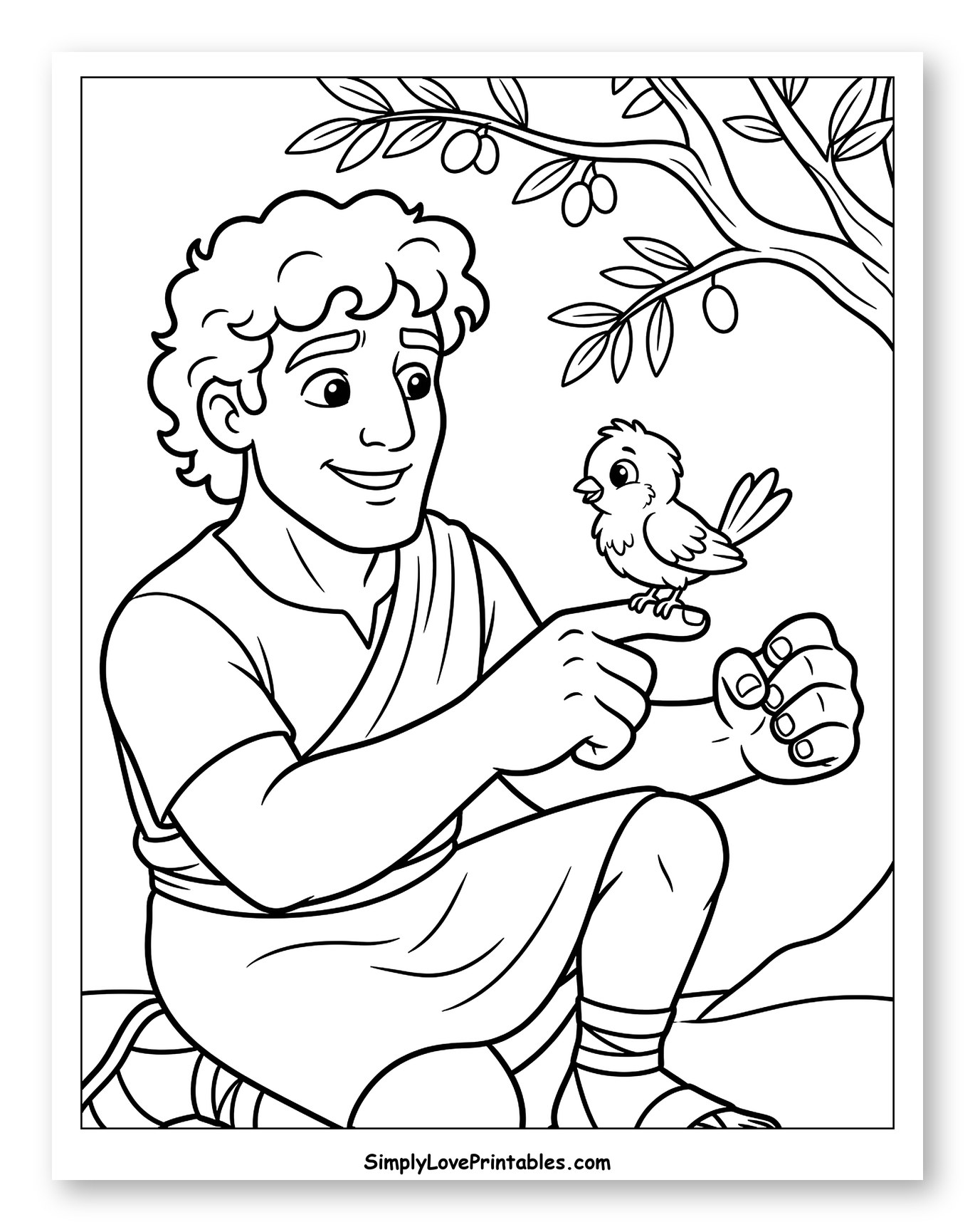 Samson Helping a Little Bird to Color for Kids