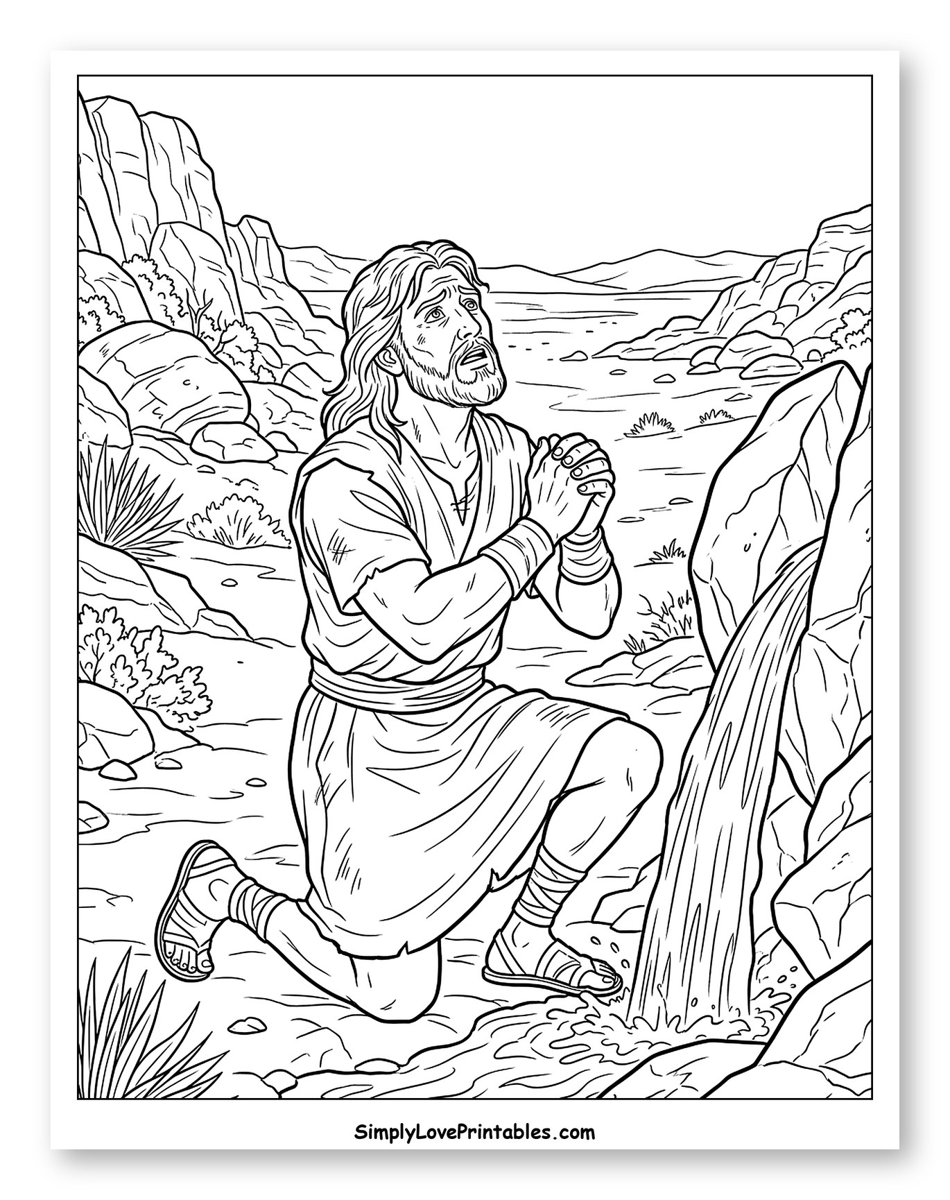 Samson Praying by Water from a Rock to Color