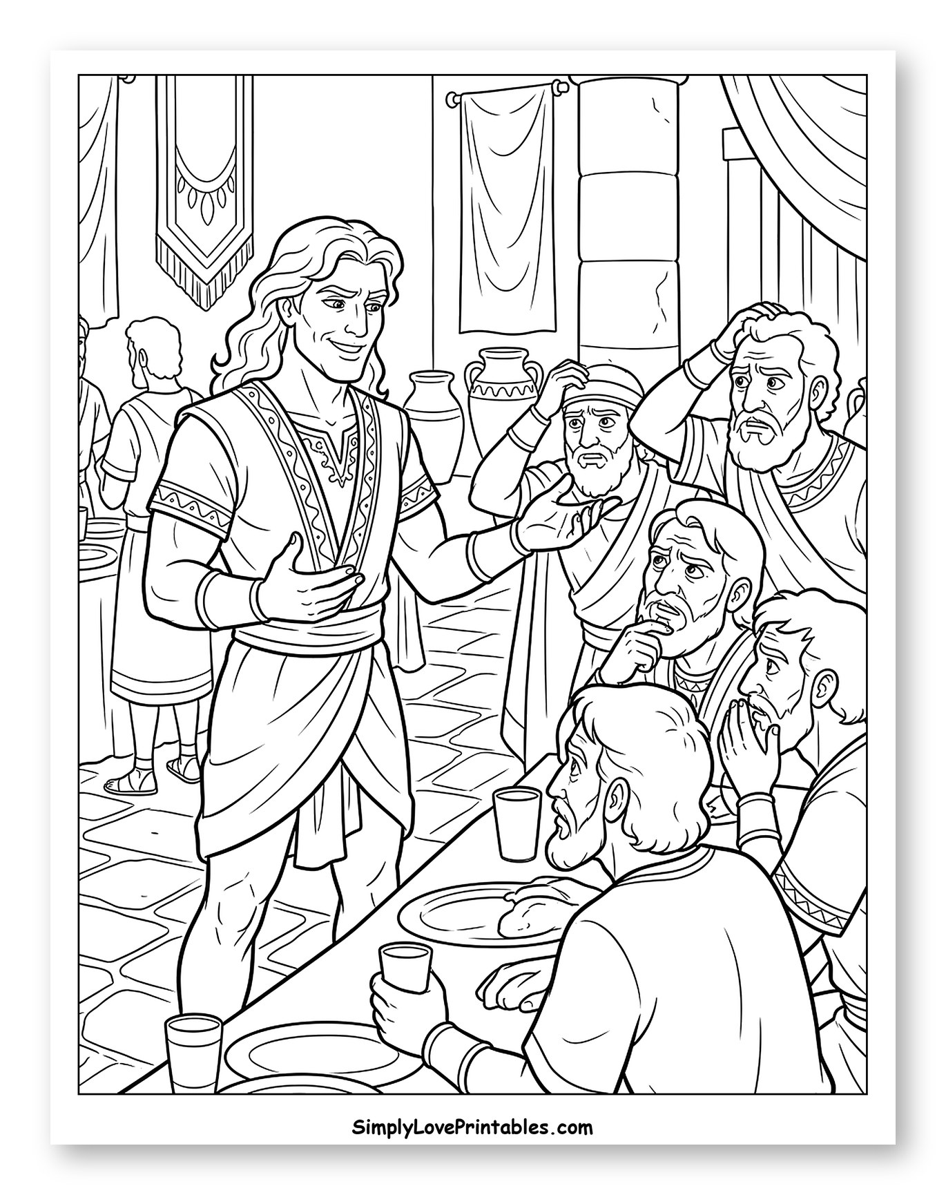 Samson Speaking to Puzzled Guests at a Feast
