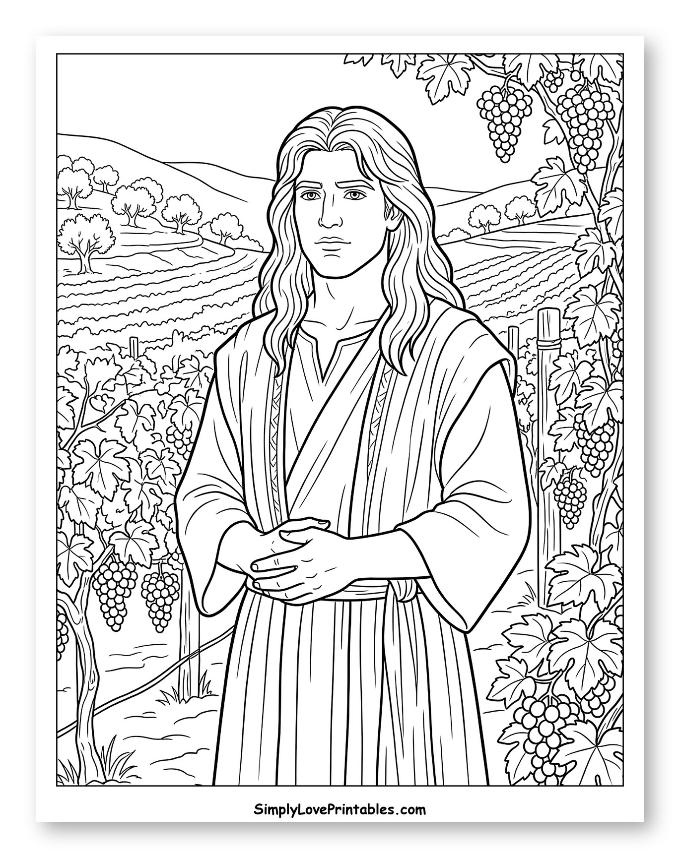Samson Standing in a Vineyard Coloring Sheet
