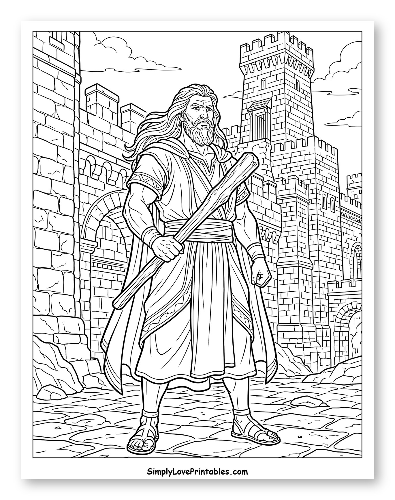 Samson Standing with a Club Outside a Castle