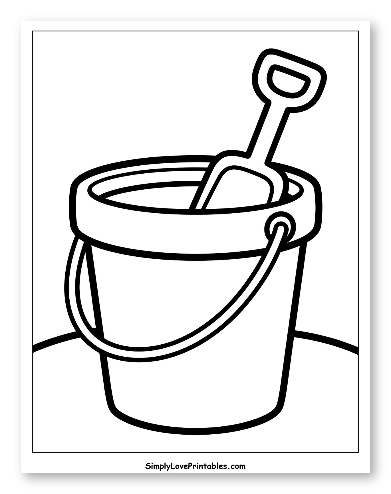 Sand Bucket and Shovel Coloring Sheet for Toddlers