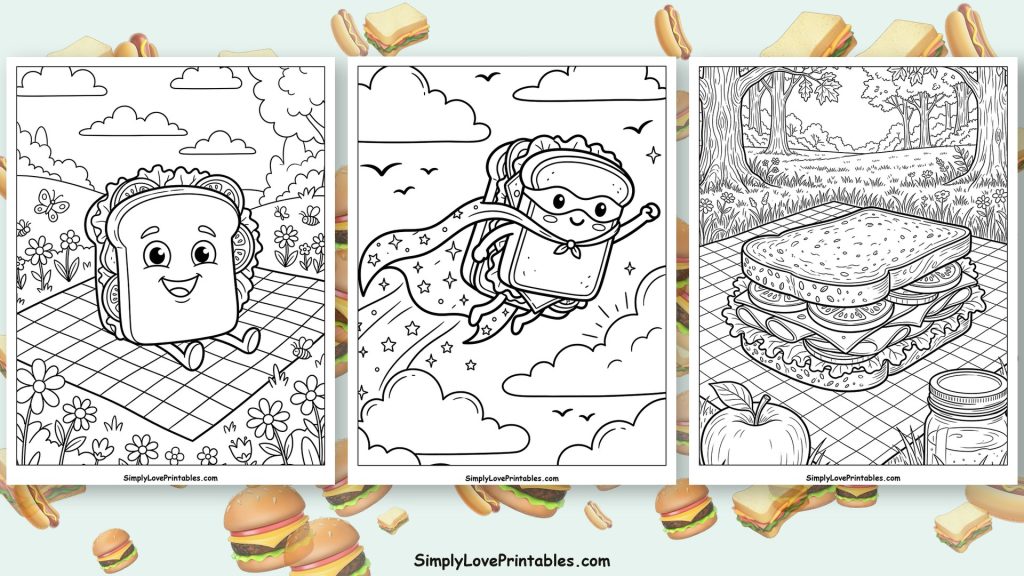 Sandwich coloring pages featured image