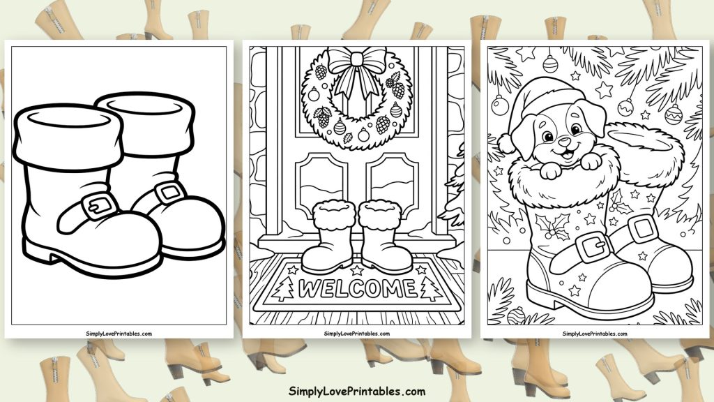 santa boots coloring pages featured image