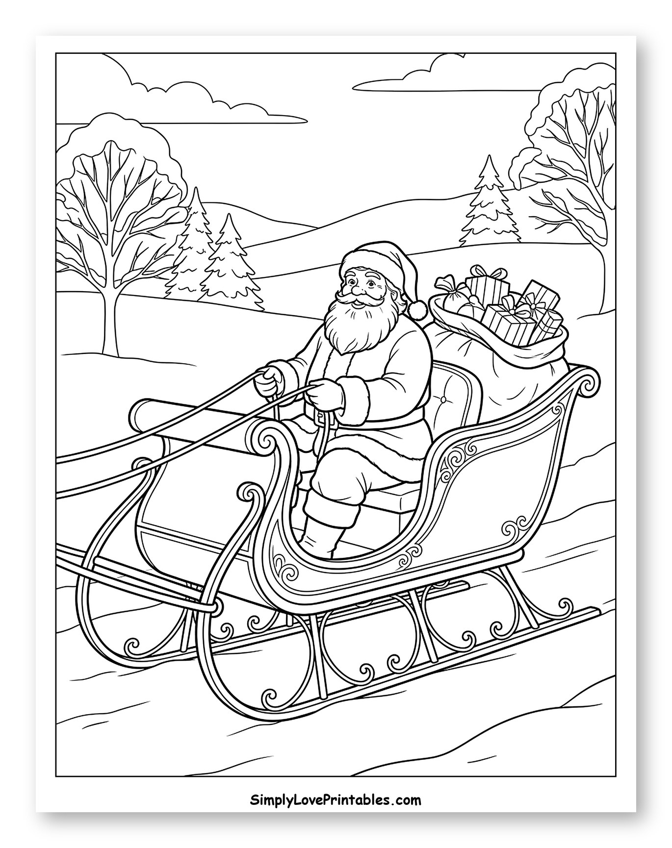 Santa Claus Driving His Sleigh Through the Snow