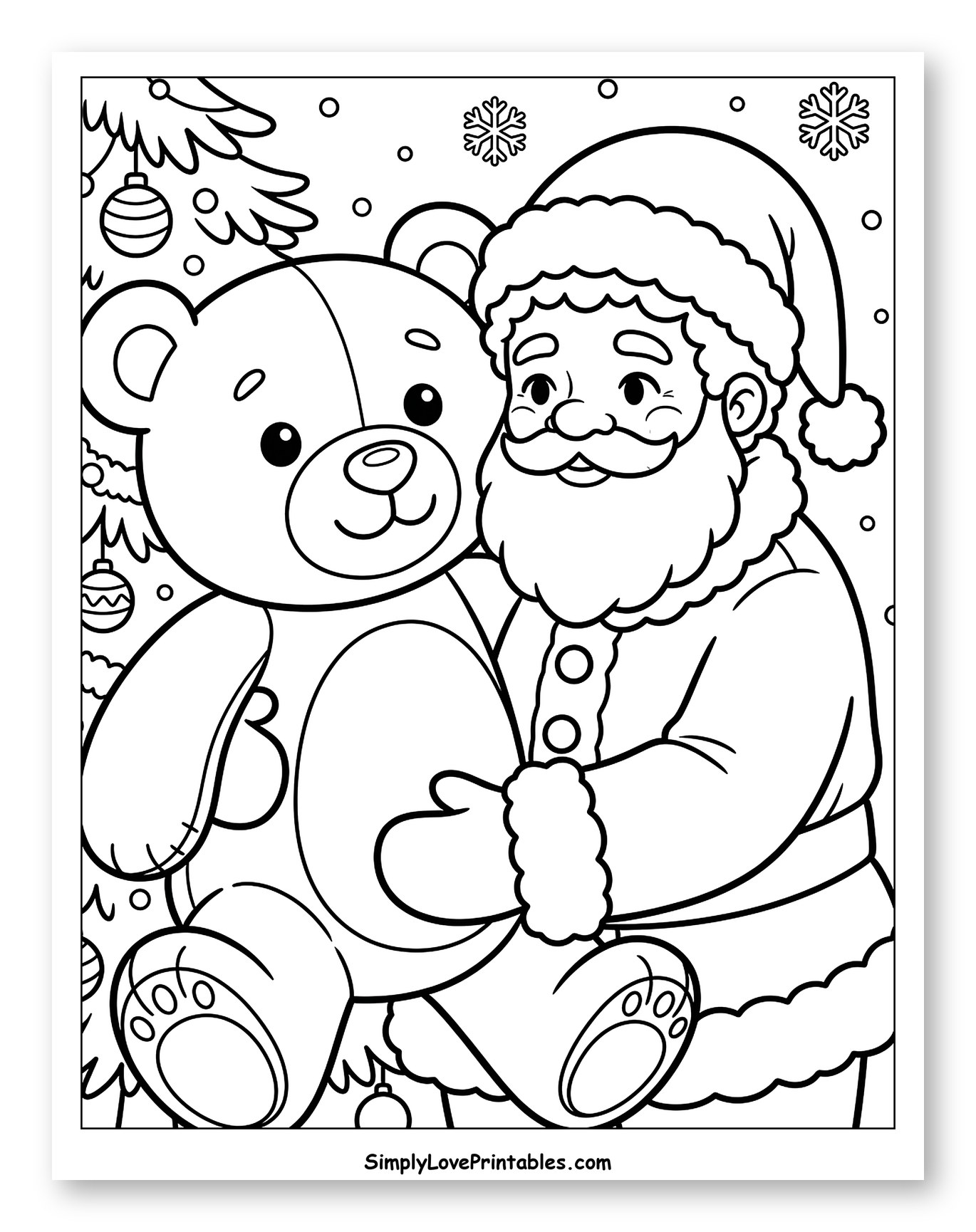 Santa Claus Hugging a Giant Teddy Bear