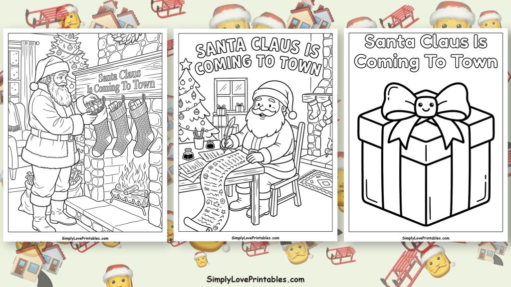 Santa Claus is coming to town coloring pages featured image
