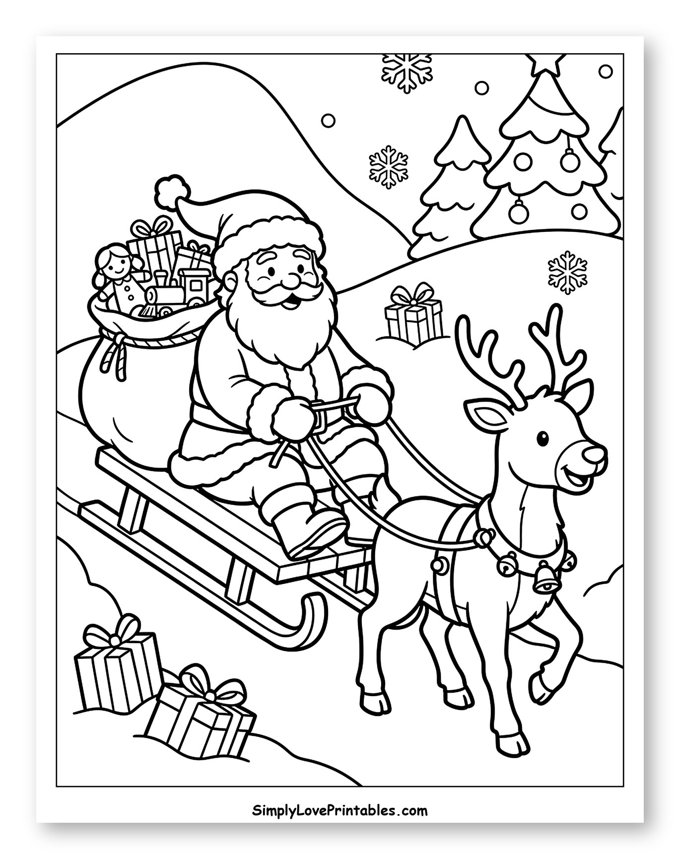 Santa Claus Riding a Sleigh with Reindeer