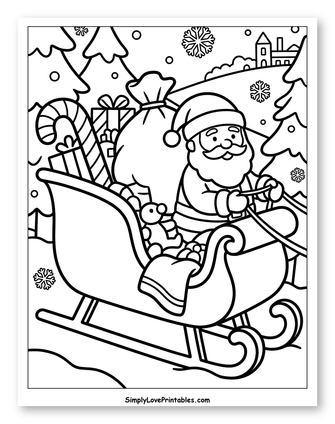 Santa Claus Riding His Gift-Filled Christmas Sleigh